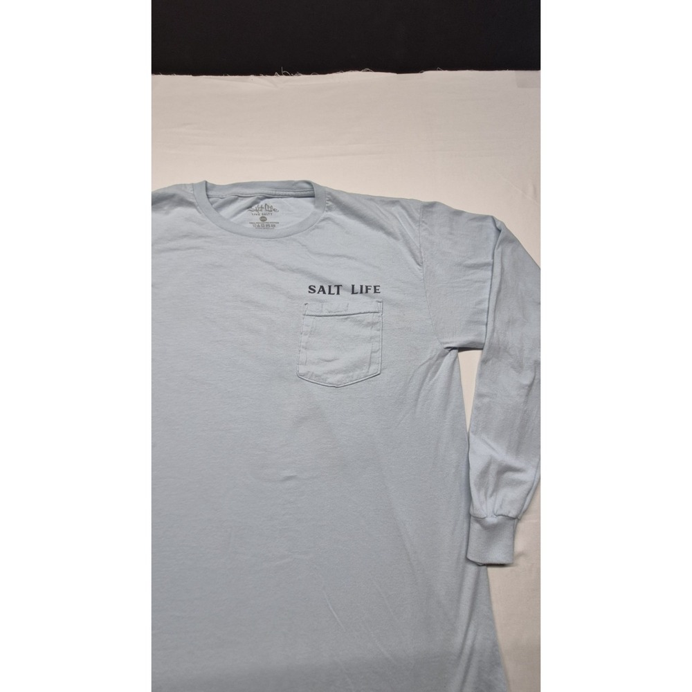 Salt Life Men's Marlin State of Mind light Blue Pocket Long Sleeve T-Shirt - Lg - Picture 3 of 12